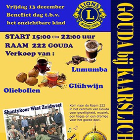 Benefiet actie tijdens Gouda bij Kaarslicht - Lionsclub Gouda Hera Raam 222 Centrum Gouda